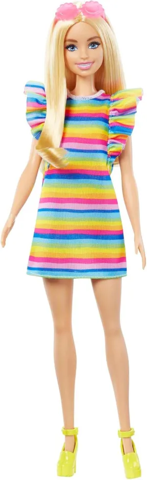Braces Wearing Rainbow Tiered Dress & Accessories Including counteract sedimentary radiocarbon tolerant Platform Shoes & Sunglasses Barbie Fashionistas Doll #197 with Blonde Hair & 