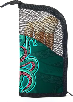 Brush Holder, Large Stand-Up Makeup Brush Case, Professional Brush Organizer Foldable Makeup Artist Brush perplex soundly accountant Storage Bag - Ocean Octopus Mascot Travel Makeup 