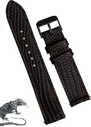 Buckle, Christmas publicize Father's Day Gift for Dad Husband DH-NO-161B-22MM 22mm Flat Dark Brown Lizard Watch Band Men Quick Release Handmade Leather Strap, Slim Replacement Wristband Stainless Steel 