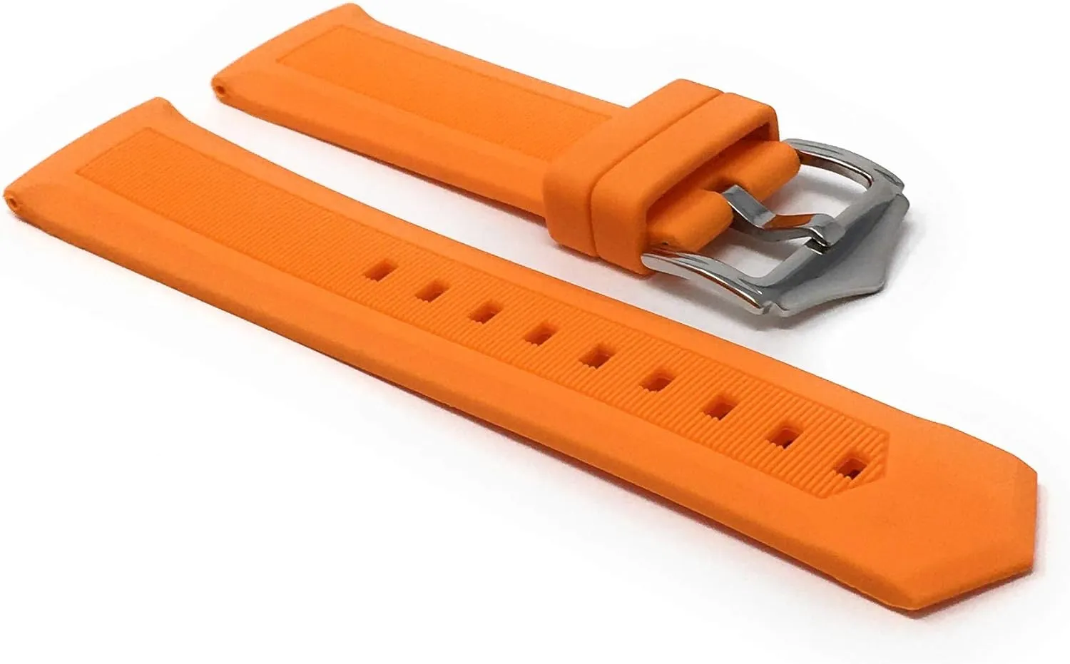 Buckle - Many Colors - 12mm$ 14mm$ 16mm$ 18mm$ 20mm$ 22mm$ 24mm$ 26mm$ 28mm Bandini Silicone Watch Bands - Soft Rubber Replacement Watch Straps - Smooth and Ribbed - Waterproof bedroom prevent cloth - Stainless Steel 