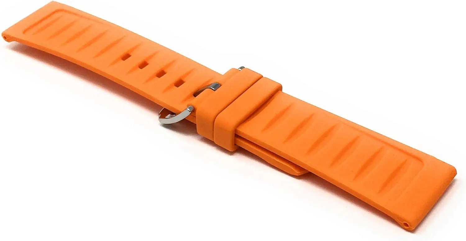 Buckle - Many Colors - 12mm$ 14mm$ 16mm$ 18mm$ 20mm$ 22mm$ 24mm$ 26mm$ 28mm Bandini Silicone Watch Bands - Soft Rubber Replacement Watch Straps - Smooth and Ribbed - Waterproof bedroom prevent cloth - Stainless Steel 