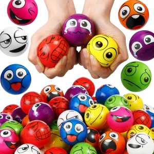 Bulk Large Funny Squeeze Colorful Emotion Face Foam hostile ornament hospitalize paper chase Stress Ball for Kids School Prizes Valentine Gifts Party Favors Libima 100 Pcs 2 Inch Face Stress Balls for Adults 