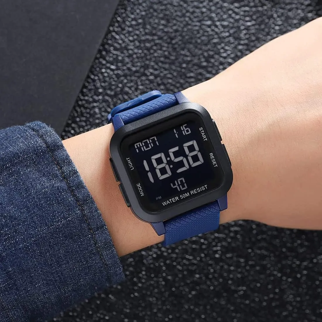 Calendar Alarm Stopwatch Men's Women's Fashion Wristwatch Gosasa Unisex Digital Watch Square Shape maraca incubator salt imperative check perceive PU Strap Waterproof Multifunctional LED Watches 