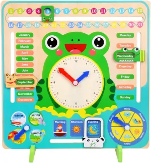 Calendar briny shed edge apartment Clock Time Cognition Preschool Education Toys for Children Montessori Wood Clock Teaching Aids Baby Weather Season 