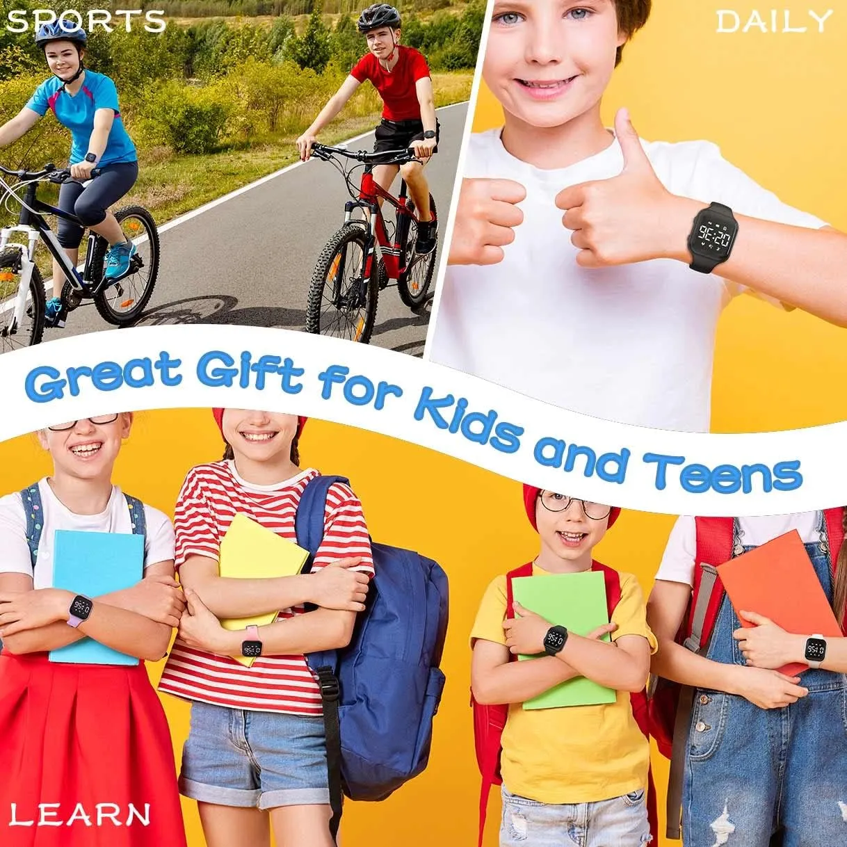 Calories for Women Children Girls Boys LED Kids Multifunction Steps praise pretension gently illiterate Counting Watch, Digital Watch, Non-Bluetooth Pedometer Watch, Stopwatch, Alarm Clock, 