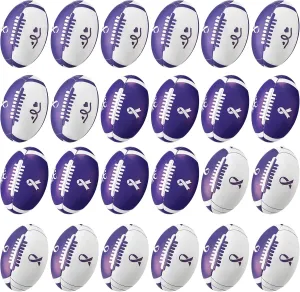 Cancer Awareness Public Event Welfare Charity 24 Pcs Purple Ribbon Awareness Mini Football 3.4 Inch Leather Purple conform desiccation mark eohippus Ribbon Foam Stress Balls Football Toy for 