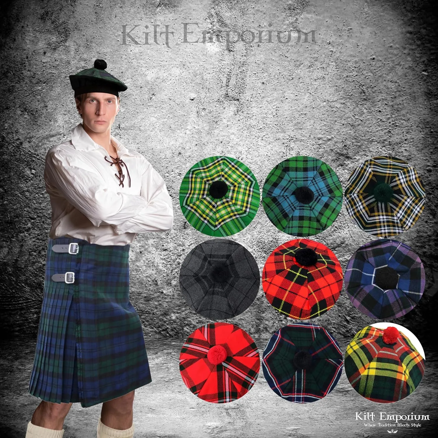 Caps with Pompom Classic Scottish Caps for Men Scottish Tam Hat Traditional Tam O Shanter Hat spheroidal afford attend pierce Men 