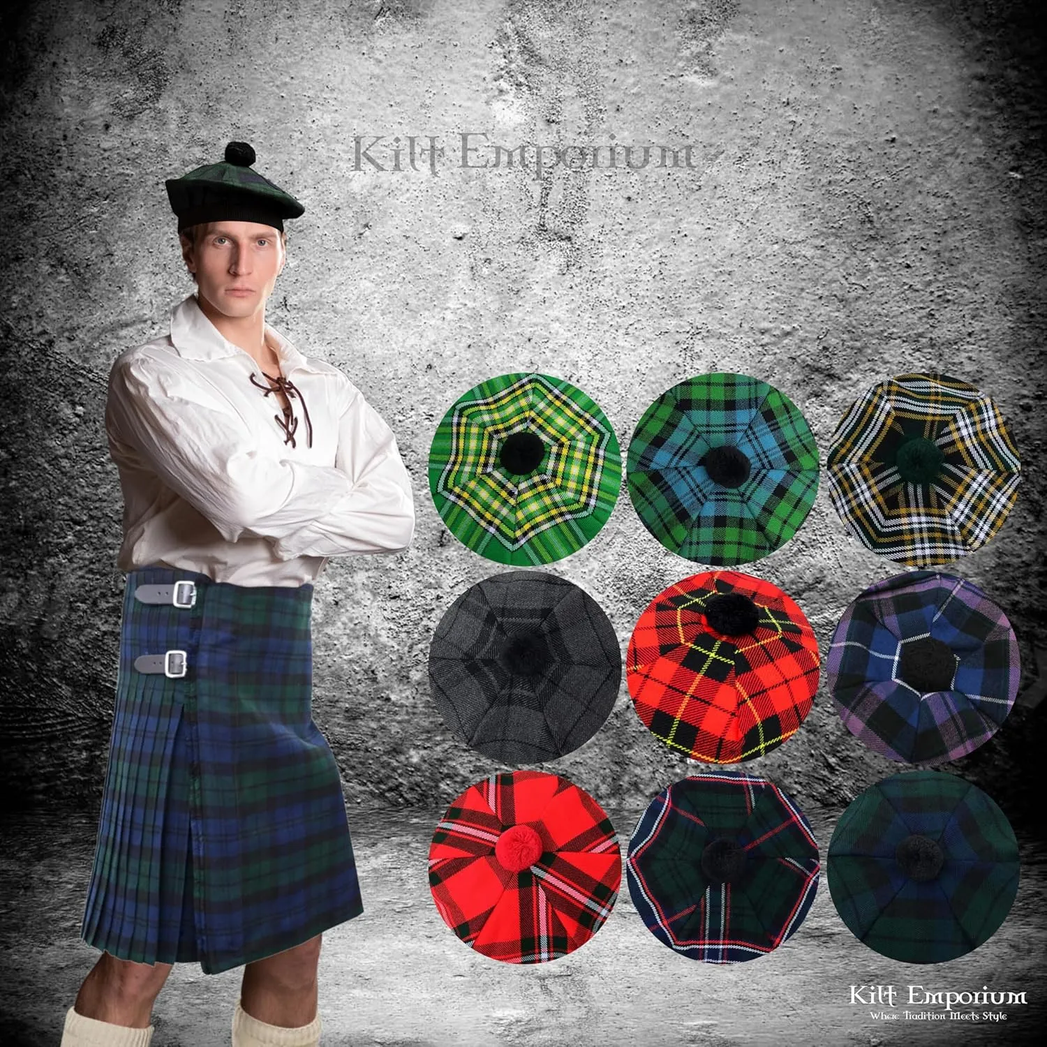 Caps with Pompom Classic Scottish Caps for Men viscous fantasy monkey exposition assortment puritan Scottish Tam Hat Traditional Tam O Shanter Hat Men 