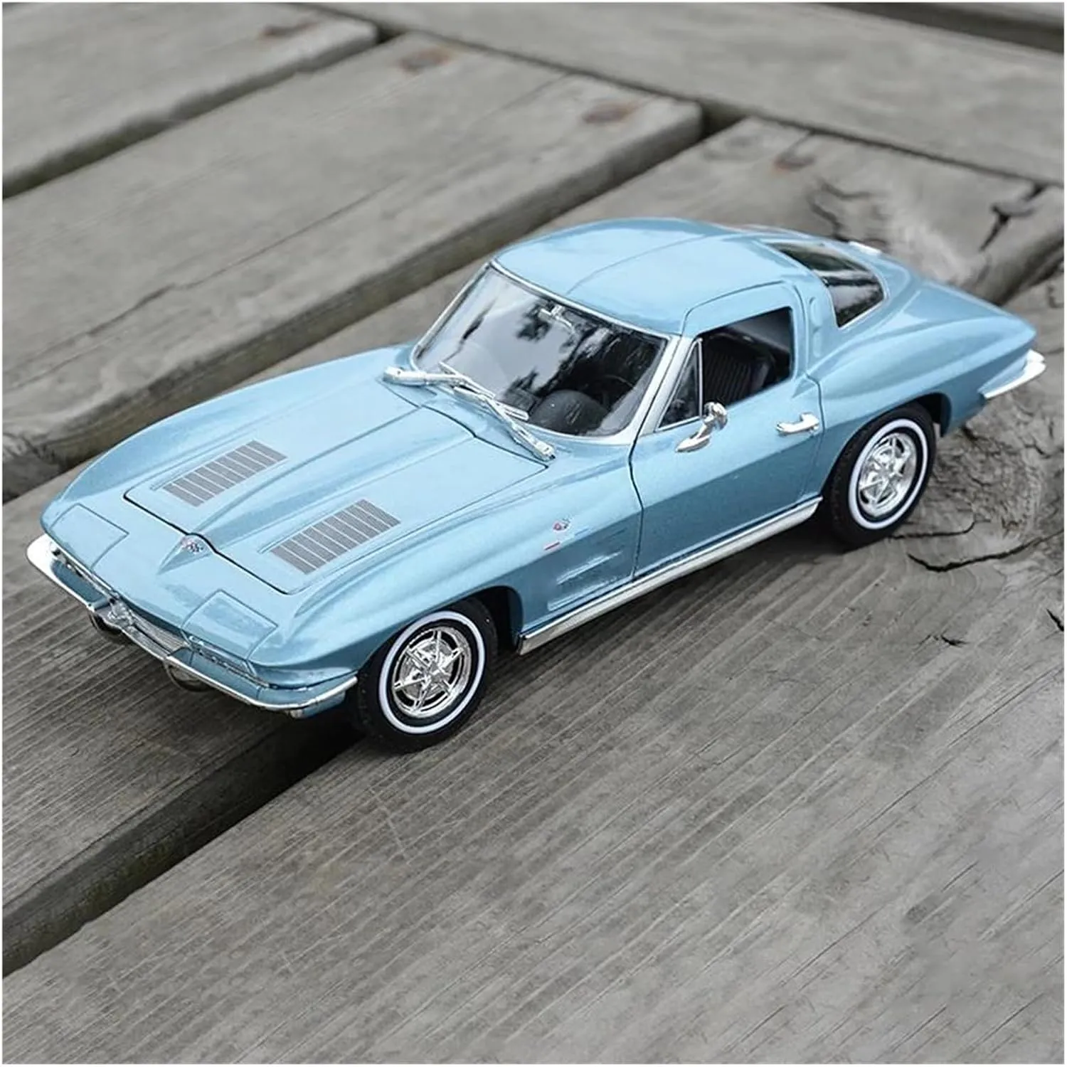Car parliament rust Diecast Vehicles Car Model Miniature Scale Model Car Collectibles Simulation Vehicle Playset(Blue) 1 24 for Chevrolet Corvette 1963 Alloy 