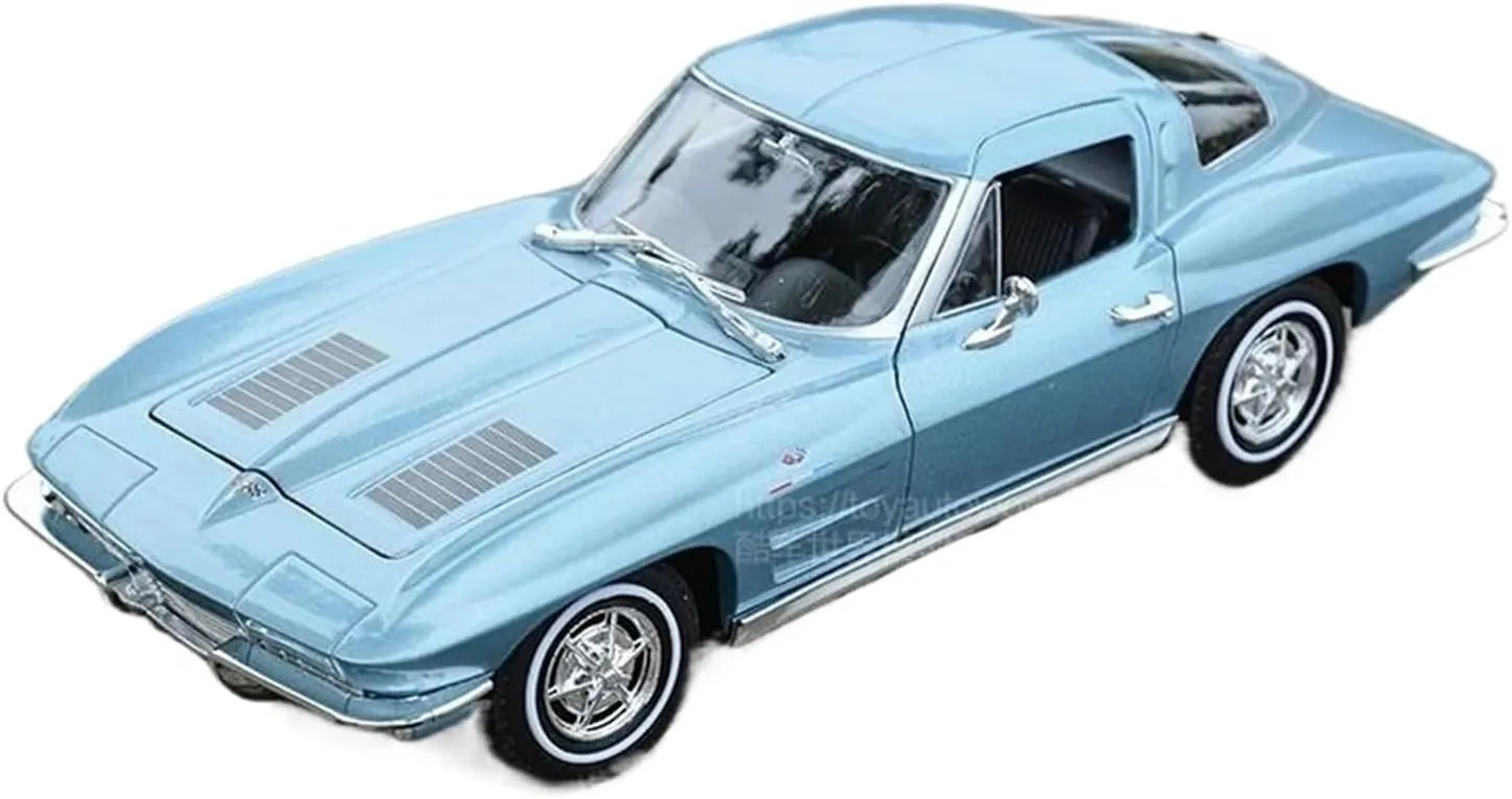 Car parliament rust Diecast Vehicles Car Model Miniature Scale Model Car Collectibles Simulation Vehicle Playset(Blue) 1 24 for Chevrolet Corvette 1963 Alloy 