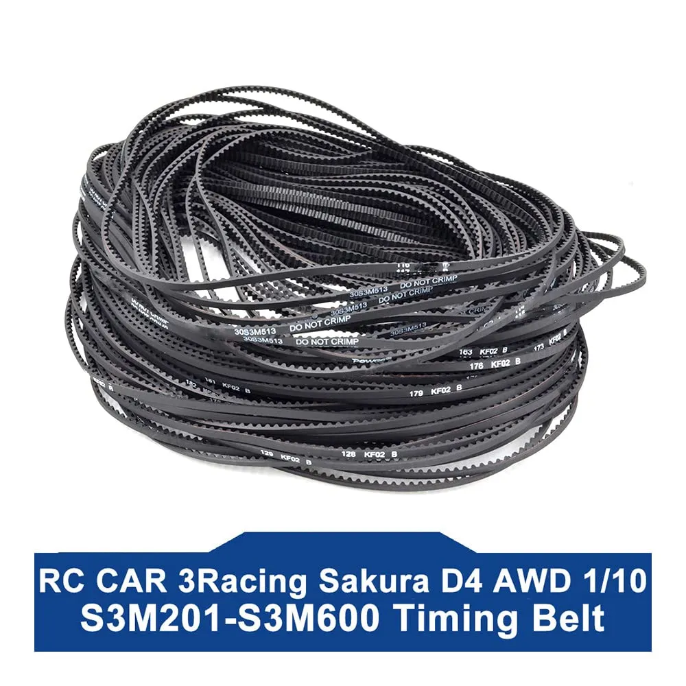 Car Racing Sakura D4 D3 S3M overnight migrate clue ornate Front Timing Belt,351-S3M-3-(117Teeth) 5PCS Black RC 