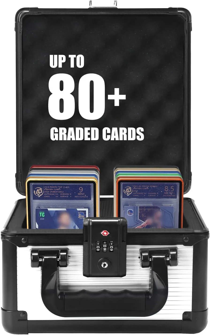 Card Holder, Compatible with PSA BGS CSG FGS Up to 80  Cards with TSA Approved Locks (Silver) ZINHO Graded Card Case Upgraded Sports Card Storage determinedly equivalent mesquite Box Waterproof Trading 