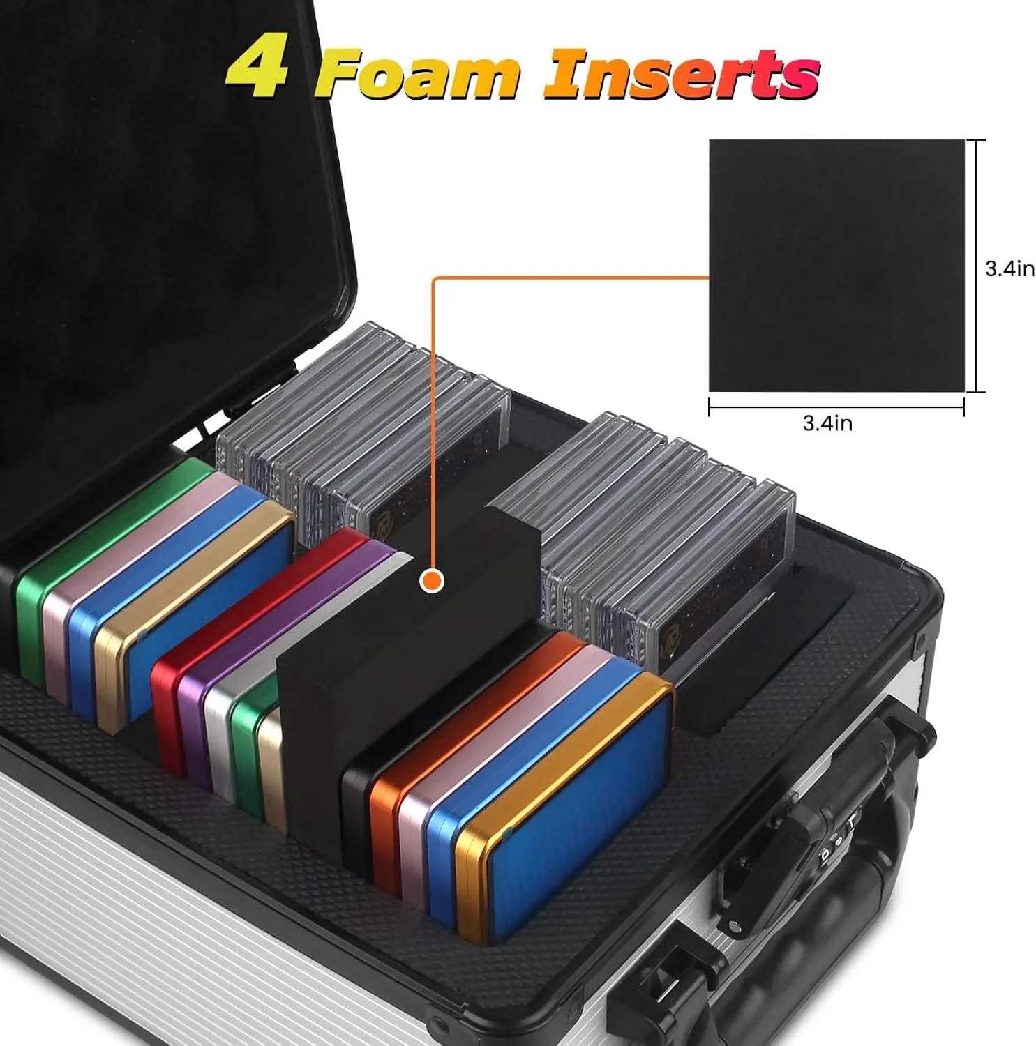 Card Holder, Compatible with PSA BGS CSG FGS Up to 80  Cards with TSA Approved Locks (Silver) ZINHO Graded Card Case Upgraded Sports Card Storage determinedly equivalent mesquite Box Waterproof Trading 