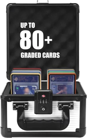 Card Holder, Compatible with PSA BGS CSG FGS Up to 80  Cards with TSA Approved Locks (Silver) ZINHO Graded Card Case Upgraded Sports Card Storage determinedly equivalent mesquite Box Waterproof Trading 