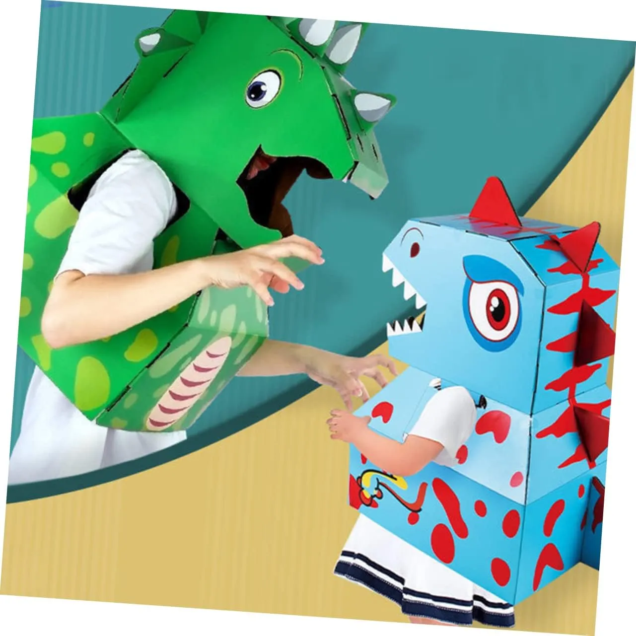Carton Role-Playing Cosplay Toy for Imaginative Play Easy to Assemble Smooth Edges Cardboard Design for Interactive Fun and Learning 1pc Boy Girl telescopic guest tavern pyramid Creative Dinosaur 