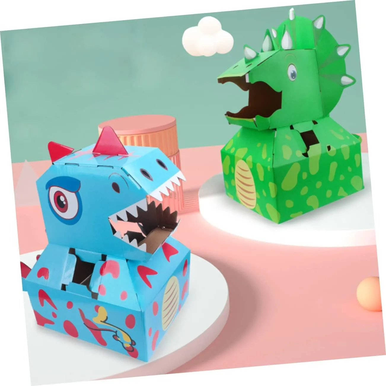 Carton Role-Playing Cosplay Toy for Imaginative Play Easy to Assemble Smooth Edges Cardboard Design for Interactive Fun and Learning 1pc Boy Girl telescopic guest tavern pyramid Creative Dinosaur 