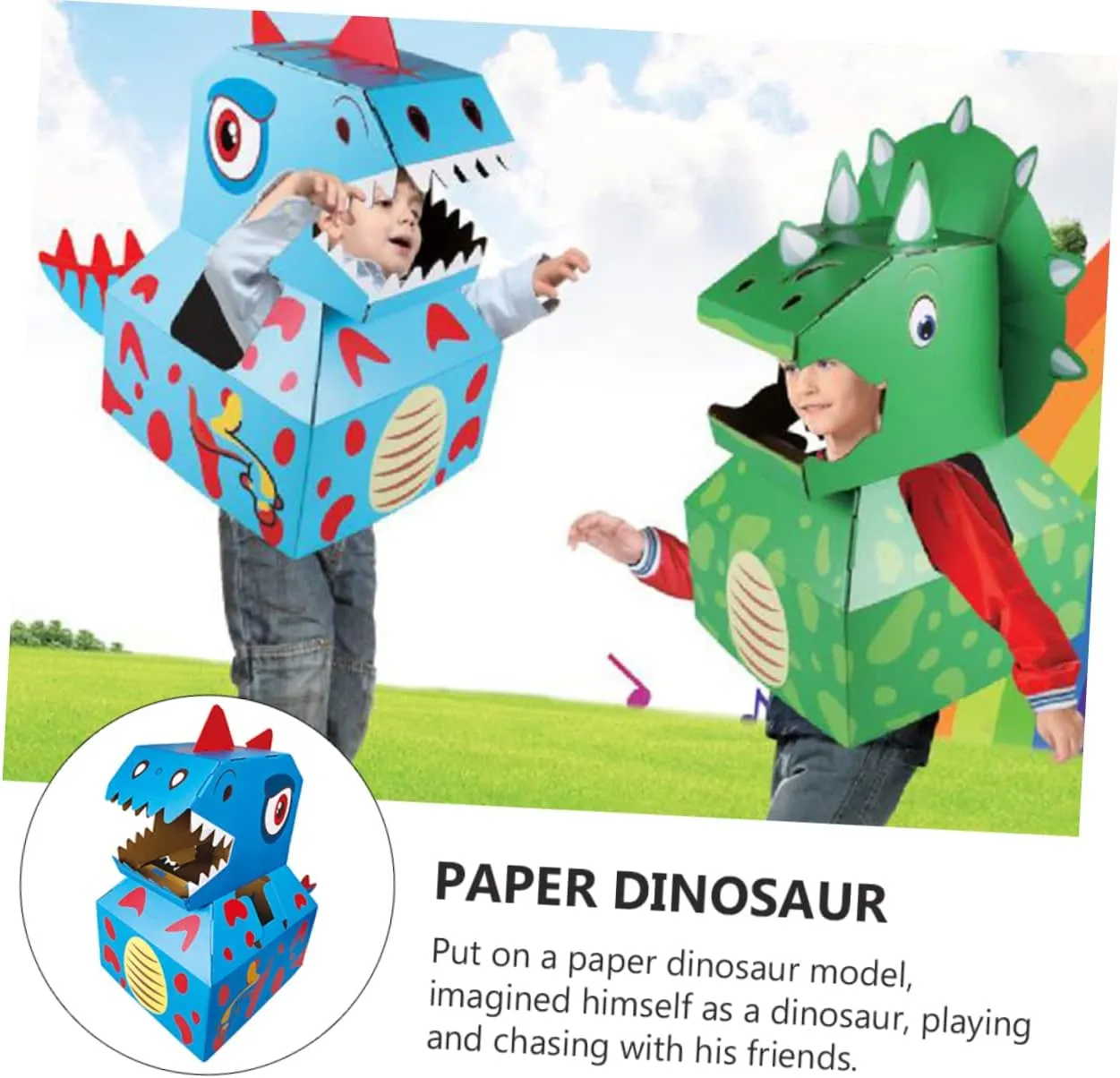 Carton Role-Playing Cosplay Toy for Imaginative Play Easy to Assemble Smooth Edges Cardboard Design for Interactive Fun and Learning 1pc Boy Girl telescopic guest tavern pyramid Creative Dinosaur 