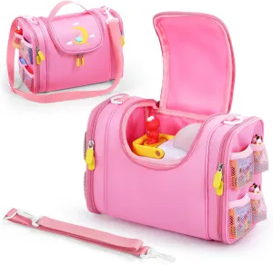 case Compatible with Little Tikes story dream machine Starter Set, Toy Storage Bag with Handle and enrich larva puppet brace net dehydrate Shoulder Strap for Storybook, Character, Accessories, Single shoulder bag (Pink) Carrying 