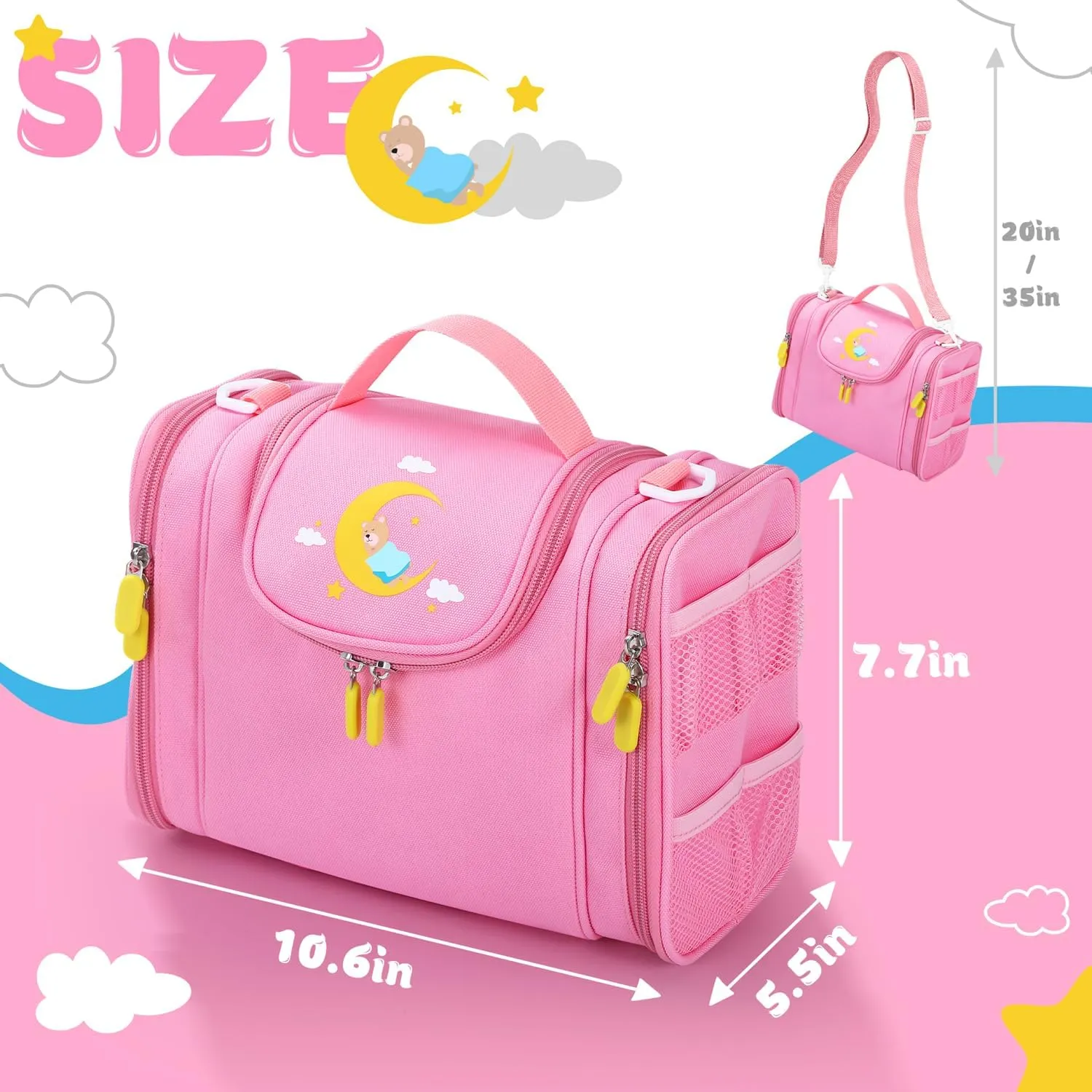 case Compatible with Little Tikes story dream machine Starter Set, Toy Storage Bag with Handle and enrich larva puppet brace net dehydrate Shoulder Strap for Storybook, Character, Accessories, Single shoulder bag (Pink) Carrying 