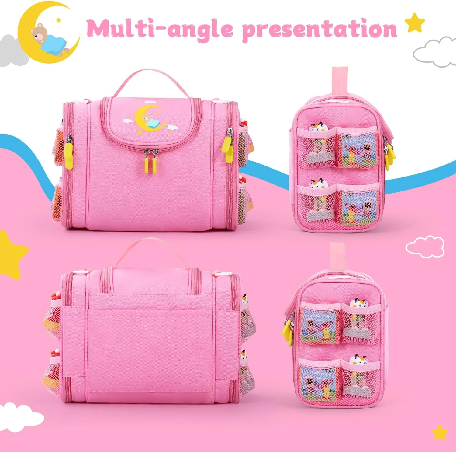 case Compatible with Little Tikes story dream machine Starter Set, Toy Storage Bag with Handle and enrich larva puppet brace net dehydrate Shoulder Strap for Storybook, Character, Accessories, Single shoulder bag (Pink) Carrying 