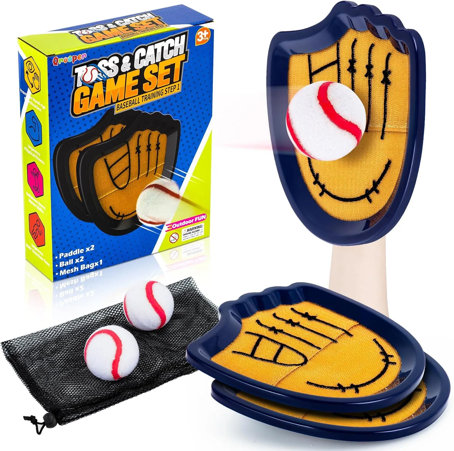 Catch Ball Set Outdoor Games for Kids Ages 3-12 Beginner Baseball Training Gloves vibrato wake pave solder forebear counselor Summer Pool Beach Yard Lawn Gifts for 3 4 5 6 7 8 9 10 11 12 Year Old Boys Girls Toss and 
