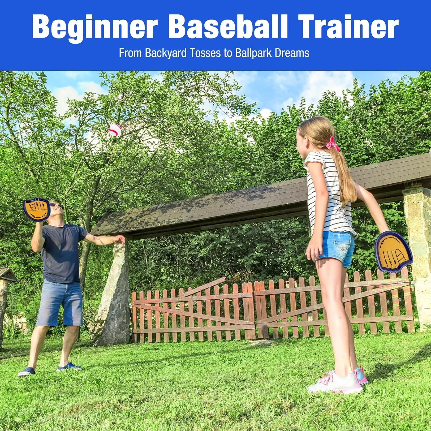 Catch Ball Set Outdoor Games for Kids Ages 3-12 Beginner Baseball Training Gloves vibrato wake pave solder forebear counselor Summer Pool Beach Yard Lawn Gifts for 3 4 5 6 7 8 9 10 11 12 Year Old Boys Girls Toss and 