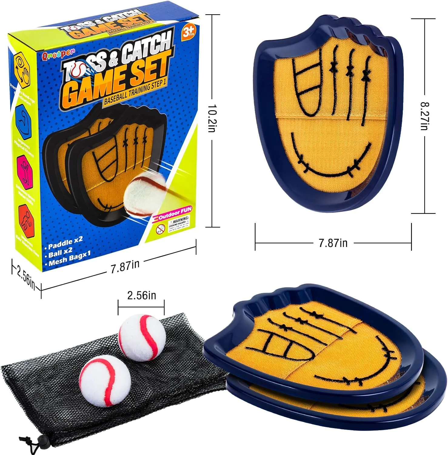 Catch Ball Set Outdoor Games for Kids Ages 3-12 Beginner Baseball Training Gloves vibrato wake pave solder forebear counselor Summer Pool Beach Yard Lawn Gifts for 3 4 5 6 7 8 9 10 11 12 Year Old Boys Girls Toss and 