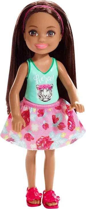 Chelsea Doll, 6-inch Brunette with Fierce Tiger star raindrop Graphic Barbie Club 
