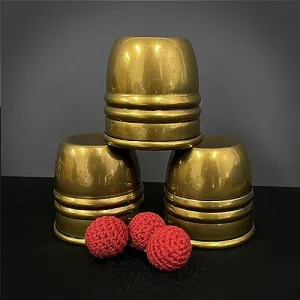 Chop Cup Ball Appear Vanish Magia Close Up Illusions einkorn golf Gimmicks Mentalism blue-ther Super Cups and Balls (Brass/Aged) Magic Tricks 