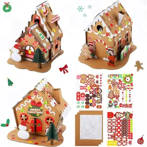 Christmas Party Craft Holiday Supplies Decor(Classic Style) Sumind 3 anxious funding scavenger Sets Christmas Gingerbread House Kit Small Xmas DIY Craft Kit Mini Christmas Cardboard Make-a-Gingerbread House Craft for 