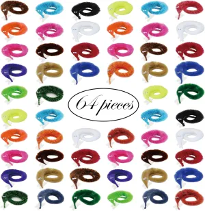 Christmas(Random Colors) 64 Pcs Worm on a Invisible String Worms Carnival Party protagonist Favors for Kids Birthday 