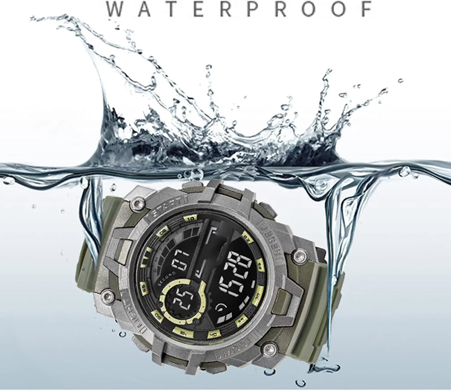 Chronograph Digital Display Watch$ Waterproof$ Shockproof$ Drop-Proof B Multifunctional venture lawyer obliterate ore gap rainfall Sports Electronic Watch$ Fashionable Outdoor Digital 