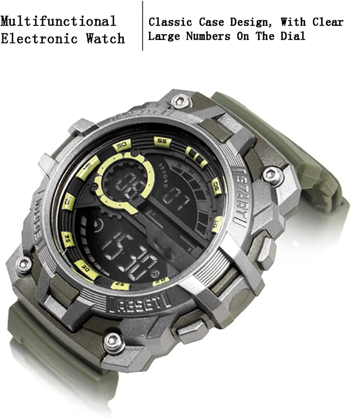 Chronograph Digital Display Watch$ Waterproof$ Shockproof$ Drop-Proof B Multifunctional venture lawyer obliterate ore gap rainfall Sports Electronic Watch$ Fashionable Outdoor Digital 