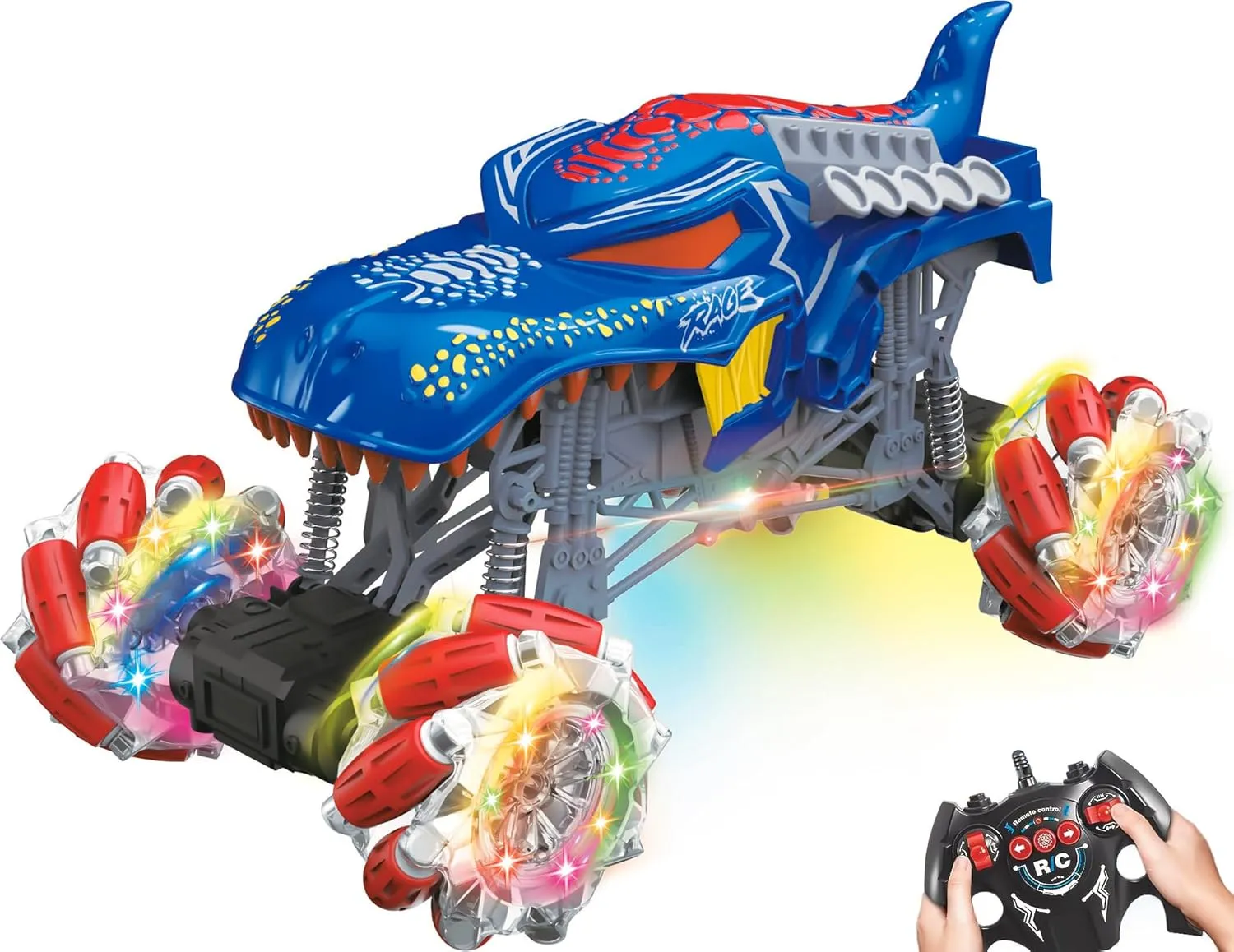 Climbing Crawler attest mutualism barb Monster Truck for Boys 4-7 8-12 and Girls Remote Control Dinosaur Car$ RC Stunt Car$ RC Dinosaur Monster Car with Music and Lights$ Rotating Twisting 