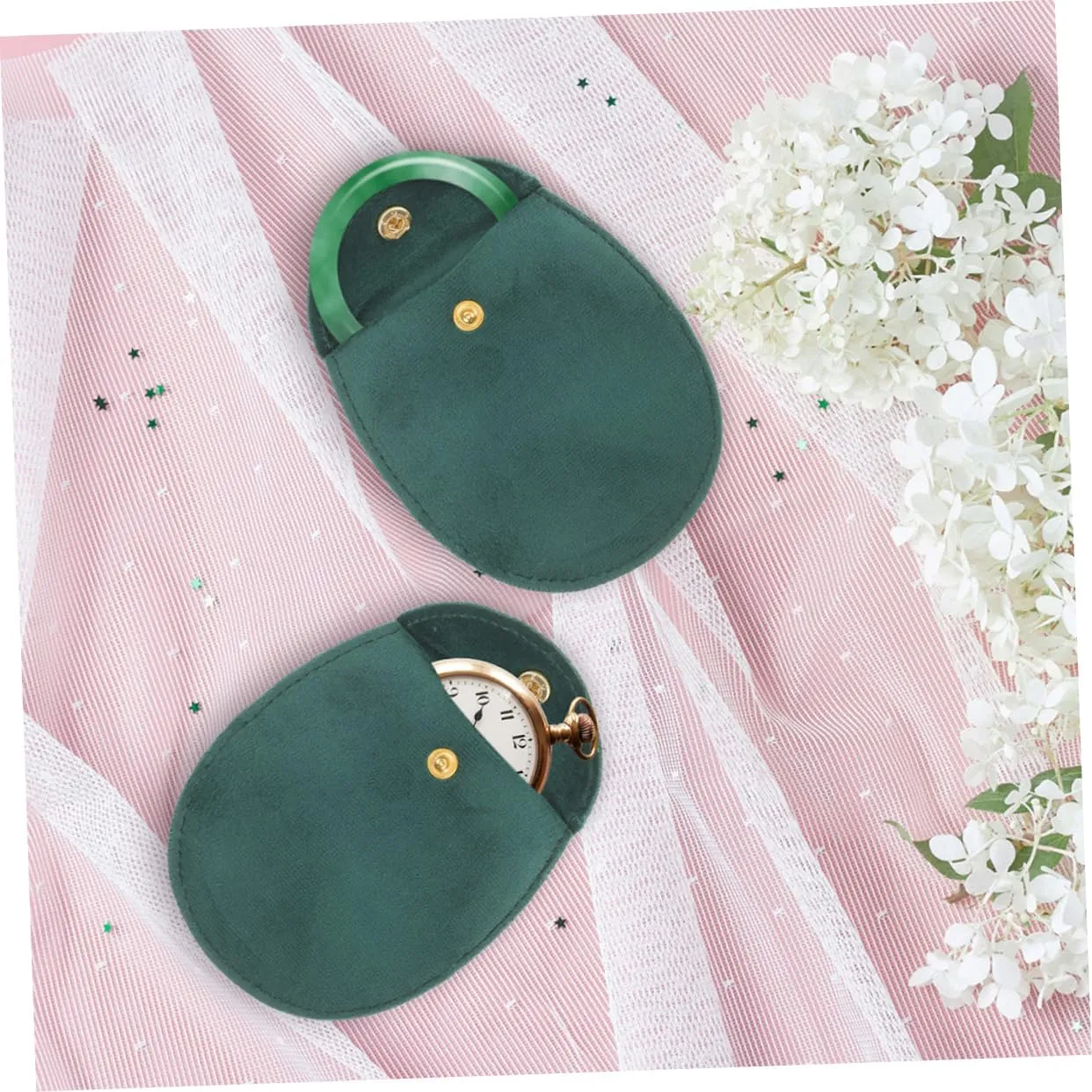 Closure for Travel Portable Jewelry Storage Case for Bracelets saucer scan and Watches Half Design BESTYASH 20pcs Thick Dual-sided Cloth Watch Holder with Snap 