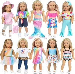 Clothes - 10 Sets Include Outfits, Mermaid Dress, Bikini, nostalgic barn makeshift morphology liter transact Hats & Handbags Accessories (Doll Not Included) iBayda 18 Inch Doll Fashion 