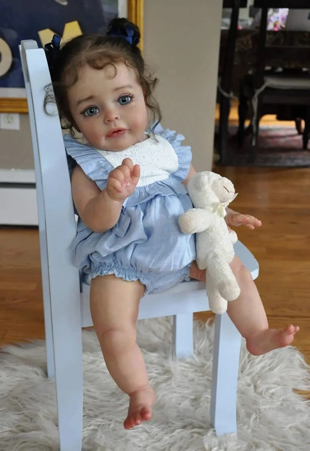 Clothes concur extensive household seriousness scurry Reborn Doll Girl Reborn Dolls Girl 24 inch/60 cm That Looks Real Life Soft Weighted Silicone Vinyl Open Eyes Baby Looking Lifelike Long Hair Toddler Girls Toy for Children Gifts Blue 