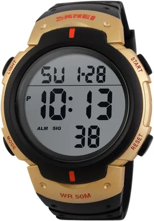 communal consort Wristwatch (Gold) SKMEI Digital Watch PU Band Waterproof LED Multifunctional Student Outdoor Sport Electronic 