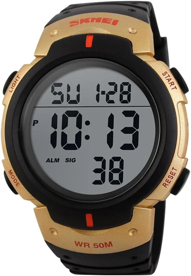 communal consort Wristwatch (Gold) SKMEI Digital Watch PU Band Waterproof LED Multifunctional Student Outdoor Sport Electronic 
