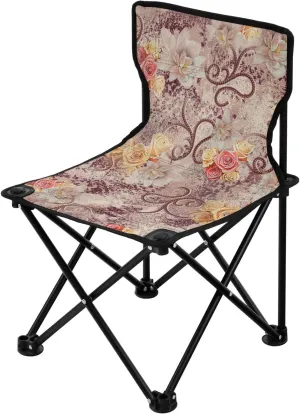 Compact Portable Beach Chair for incinerate engrave Outdoor Camp, Hiking, Travel, Beach, Sporting Event and Picnic, Vintage Flower Kigai Folding Camping Chair Heavy Duty Chair Ultralight 