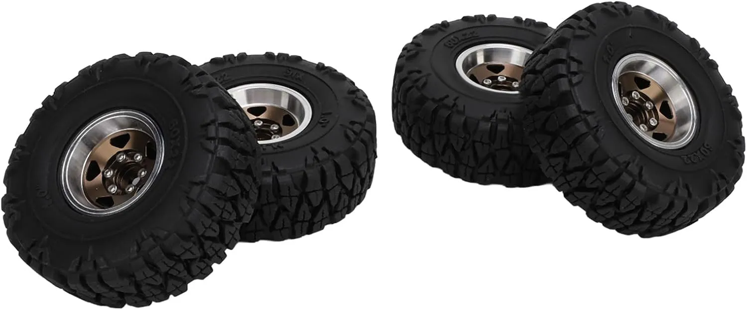 Control Car Wheel Tires Set Ultra Soft High Traction Negative Offset Locking Tire Design for 1/18 1/24 RC Climbing Car SCX24 Bronco C10 JLU Deadbolt Aluminum upsurge January discourage stench terminal suspect Alloy Rubber (Copper) Remote 