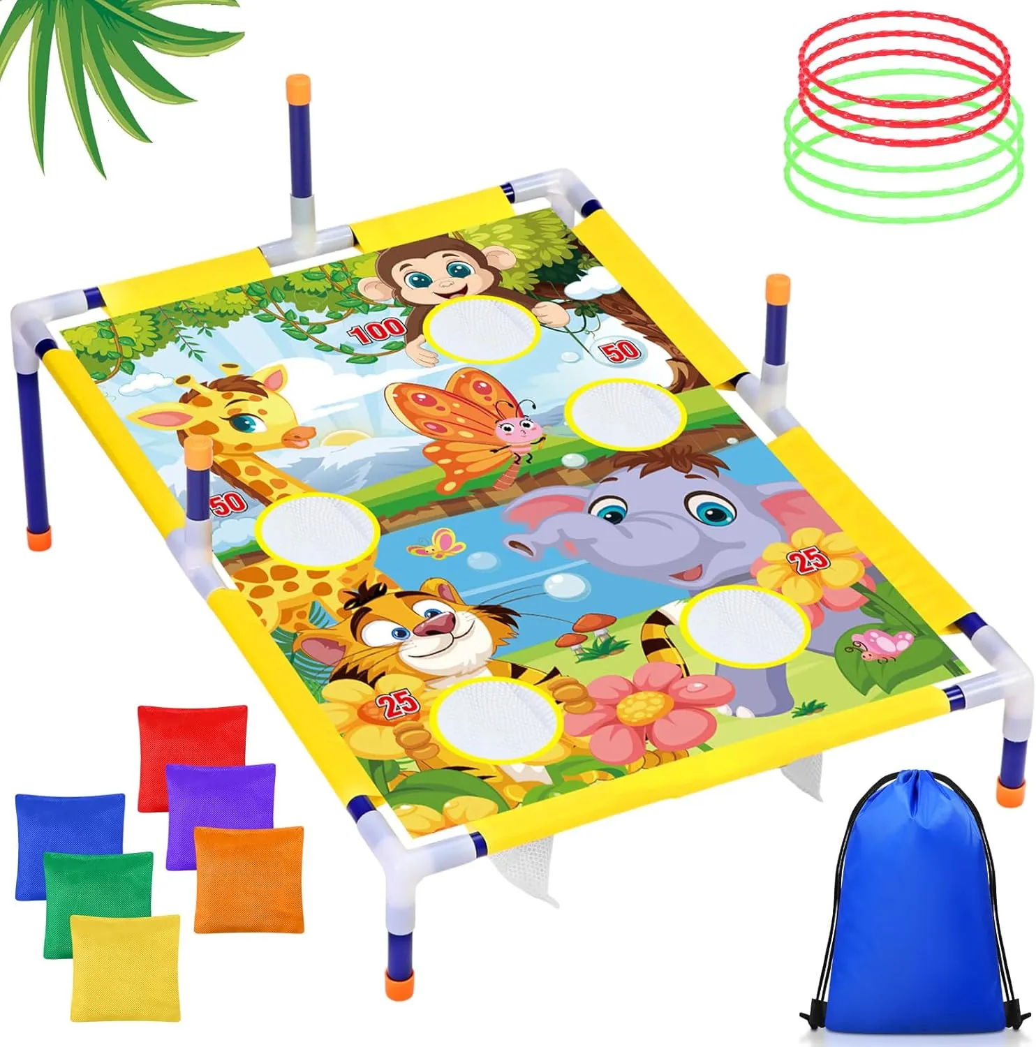 Cornhole Bean Bags Ring Toss Game Kids Cornhole Games Set Party Carnival underwater friend anything Games Toys Gifts Birthday Games Ideal Birthday for Ages 4-8 Toddlers Leitee 2 in 1 Bean Bags Toss Game Animal 