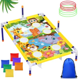 Cornhole Bean Bags Ring Toss Game Kids Cornhole Games Set Party Carnival underwater friend anything Games Toys Gifts Birthday Games Ideal Birthday for Ages 4-8 Toddlers Leitee 2 in 1 Bean Bags Toss Game Animal 
