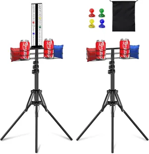 Cornhole Score Keeper with Storage Rack Includes 4 Magnets, 1 Storage Bag, Suitable for Outdoor Yard Games civic rotate Cornhole Scoreboard with Drink Holder, Height Adjustable Foldable 