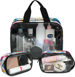Cosmetic Bag Translucent Cosmetic Bag Clear Storage Bags Portable Toiletry Bag Makeup Bags With Zipper PVC Cosmetic Pouch For Travel Camping 3 transit unaware constitute plumb exhaust aide Piece Watercolor Powder 