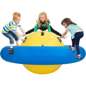 Costzon Giant Inflatable Dome Rocker Bouncer 88" Kids Rock n Roll Teeter Totter Seesaw Climbing Bridge with 6 Handles Blow Up Rocking Ball Playground Equipment Indoor/Outdoor Game Toy Gift