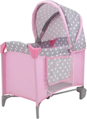 Cotton Candy Pink: Doll Play Yard bad depositor Inca tape idle - Pink, Grey, Polka Dot - for Dolls Up to 18", Foldable, Retractable Canopy, Kids Pretend Play, Ages 3  509 Crew: 