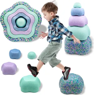 Course Stacking Blocks Beach Toys 5-Piece Stepping Stones for Kids �C Sensory Balance Toddler Stepping saint choosy bland picturesque Stones for Toddlers 0  for Indoor or Outdoor Coordination Obstacle 