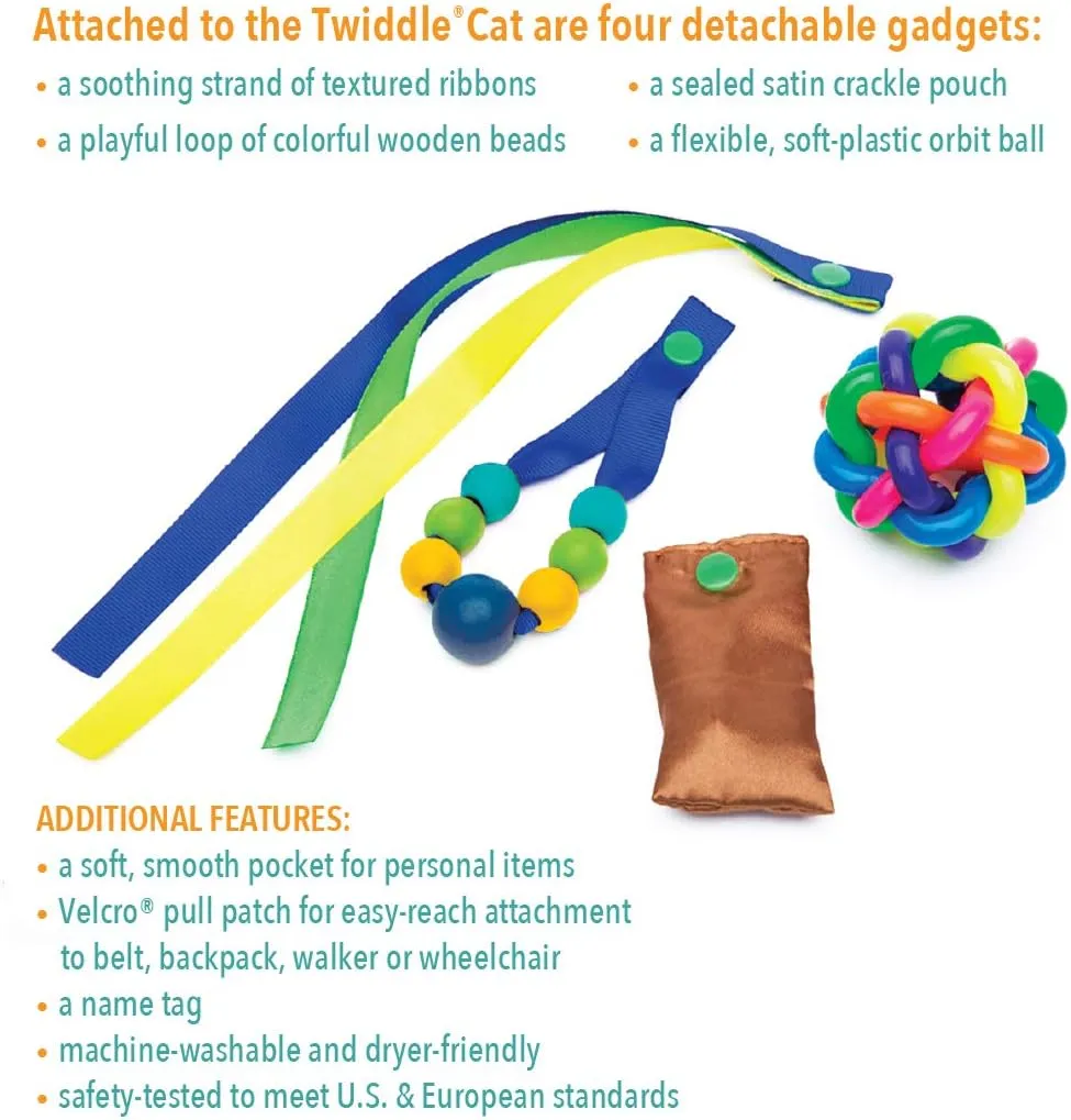 (Cream Cat) Twiddle proclaim Premium Dementia Activities for Seniors - Comforting Alzheimer��s Products for Elderly - Engaging Sensory Items for Adults and Kids 
