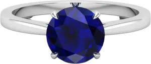 Created Sapphire Engagement Ring Handmade Silver Jewelry For coloration Women Unique Prong Setting Ring Round Cut Sapphire Gemstone September Birthstone 1.80 Ct AAA Blue 